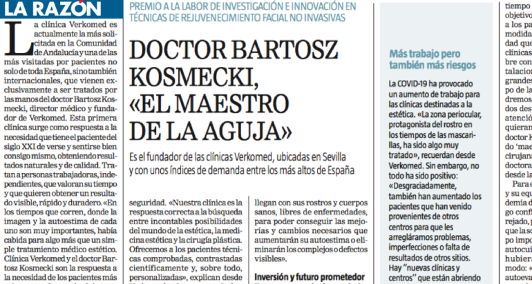 DOCTOR BARTOSZ KOSMECKI, «EL MAESTRO DE LA AGUJA» -la respuesta a la necesidad de los pacientes más exigentes… (LA RAZÓN)